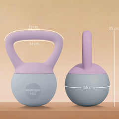PURE 4KG Soft Kettlebell, Kettle Bell with Non-Slip Handle for Home Gym, Weight Lifting, Strength Training, Purple/Grey