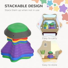 PURE Kids Stepping Stones, 11 Pieces Balance River Stones for Obstacle Course, Stackable Non-Slip Starfish Shape, Sensory Play for Indoors, Outdoors