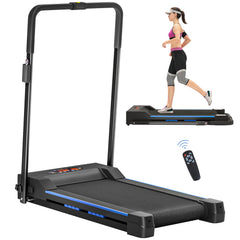 PURE Folding Motorised Home Treadmill Walking Machine with LCD Monitor, Blue
