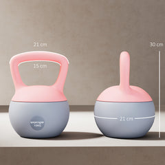 PURE 10KG Soft Kettlebell, Kettlebell with Non-Slip Handle for Home Gym, Weight Lifting, Strength Training, Pink/Grey