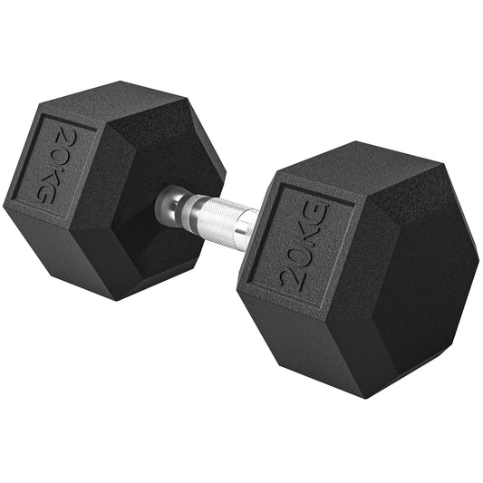PURE 20KG Single Rubber Hex Dumbbell Portable Hand Weights Dumbbell Home Gym