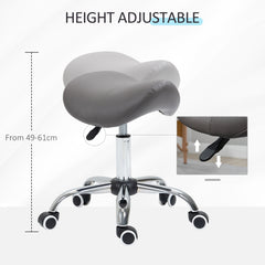 PURE Cosmetic Stool 360° Rotate Height Adjustable Salon Massage Spa Chair Hydraulic Rolling Faux Leather Saddle Stool, Grey