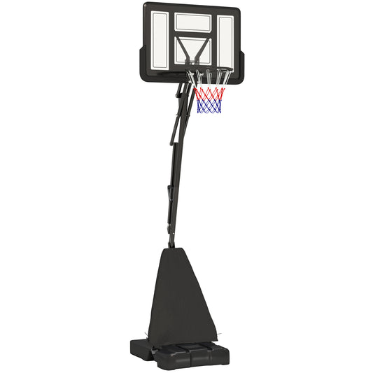 PURE 245-305cm Adjustable Basketball Hoop and Stand, with Wheels, Black