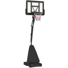 PURE 245-305cm Adjustable Basketball Hoop and Stand, with Wheels, Black