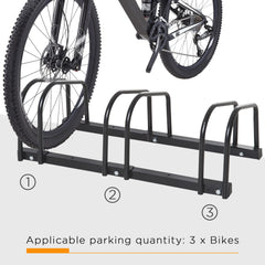 PURE Bike Stand Parking Rack Floor or Wall Mount Bicycle Cycle Storage Locking Stand (3 Racks, Black)