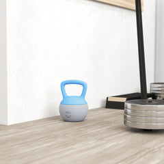 PURE 10KG Soft Kettlebell, Kettlebell with Non-Slip Handle for Home Gym, Weight Lifting, Strength Training, Light Blue/Grey