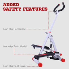 PURE Stepper w/ Handle Hand Grip Workout Fitness Machine For Fitness Aerobic Exercise Home Gym Red
