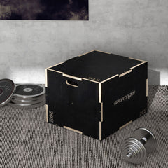 PURE Multi-Faceted Jump Box, Wooden Step Up Box, for Home, Gym, Exercise, 51/61/76cm- Black