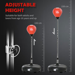 PURE Punching Bag with Stand, 133-151cm Adjustable Height, for Teens, Red/Black