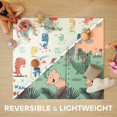 PURE Baby Play Mat, Double Sideded Foldable Kids Crawling Mat, Reversible & Waterproof, Dinosaur