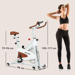 PURE Quiet Stationary Exercise Bike with Adjustable Resistance, Seat, White