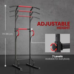 PURE Steel Multi-Use Exercise Power Tower Pull Up Station Adjustable Height W/ Grips