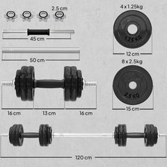 PURE 2-in-1 Adjustable Dumbbells Set, 30kg Weights Dumbbells Set with Non-Slip Grip for Strength Training, Weight Lifting, Bodybuilding, Home Gym Workout Equipment for Men & Women