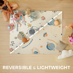 PURE Space-Themed Baby Plat Mat Double Sided, Foldable, Water-Resistant for Outdoor/Indoor, 177 x 146 x 1.5cm