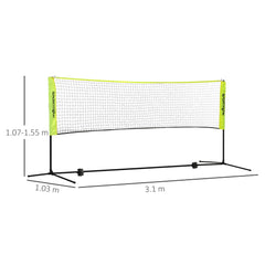 PURE 3m Badminton Net, Height Adjustable Outdoor Sports Net, with Carry Bag, for Tennis, Pickleball, Volleyball