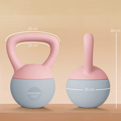 PURE 6KG Soft Kettlebell, Kettlebell with Non-Slip Handle for Home Gym, Weight Lifting, Strength Training, Pink/Grey
