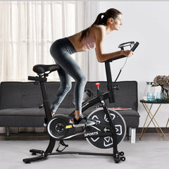 PURE Indoor Stationary Exercise Bike 6kg Flywheel Fitness Cardio Workout Bke Trainer for Home Gym w/ Adjustable Resistance LCD Monitor Pad and Bottle Holder Black