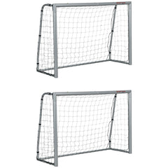 PURE 8ft x 5ft Football Goal, Set of 2 Football Net for Garden, Training Goal with Ground Stakes, Steel Frame