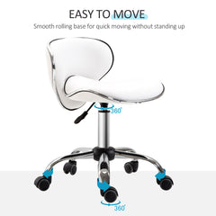 PURE Adjustable Rolling Swivel Beauty Salon Chair, Stool for Spa, Technician - White