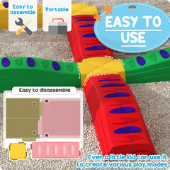 PURE 12-Piece Kids Balance Beam Stepping Stones, with Non-Slip Foot Pads, Multicoloured