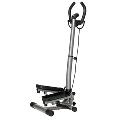 PURE Adjustable Twist Stepper Fitness Step Machine, LCD Screen, Height-Adjust Handlebars, Home Gym, Silver and Black