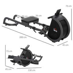 PURE Folding Rowing Machine with 16-Level Adjustable Magnetic Resistance, Aluminium Side Rail, Digital Monitor, Cardio Workout Rower, 130kg Weight Capacity for Home, Gym, Office
