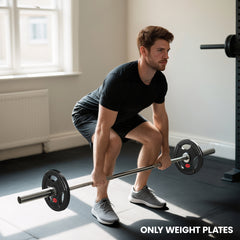 PURE Olympic Weight Plates, 2"/5cm Weight Disc Pair with Tri-Grips, 2 x 15kg Dumbbell Plates for Weightlifting and Strength Training Home Gym Fitness Workout, Black