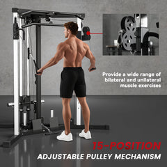 PURE Home Gym Machine, Multifunctional Gym Equipment with High and Low Pulleys, Pull Up Bar, 15-Position Adjustable Strength Training Workout Station for Full Body Fitness