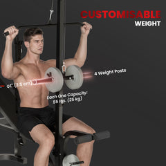 PURE Multi-Exercise Adjustable Weight Bench with Bench Press Rack