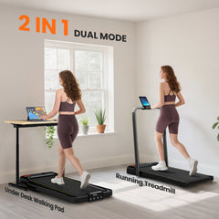 PURE Folding Walking Treadmill, Under Desk Walking Pad with Incline, Black