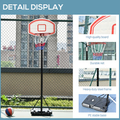 PURE Portable Basketball Stand 175-215cm Adjustable Height Sturdy Rim Hoop w/ Large Wheels Stable Base Net Free Standing
