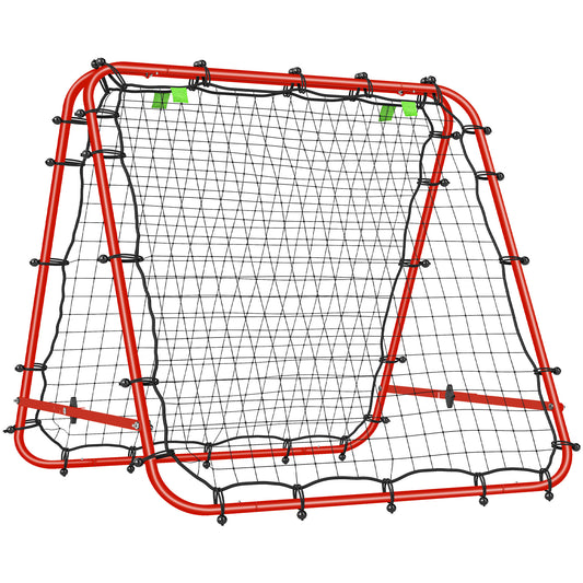 PURE Double Sided Football Rebounder Net, Football Rebound Goal with Five Adjustable Angles, Red