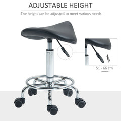 PURE Salon Saddle Stool, Rolling Saddle Chair for Massage, Spa, Clinic, Beauty, Hairdressing and Tattoo, Black