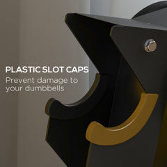 PURE 5-Tier Dumbbell Rack with 6 Hexagonal Rubber Dumbbells (2x4kg, 2x5kg, 2x6kg), Dumbbell Storage Stand Holder with Weights Sets for Home Gym Fitness, Black