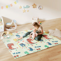 PURE Baby Play Mat, Double Sideded Foldable Kids Crawling Mat, Reversible & Waterproof, Dinosaur