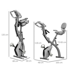 PURE 2-in-1 Folding Exercise Bike with 8-Level Magnetic Resistance, Arm Resistance Band, Pulse Sensor, Grey