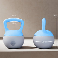 PURE 10KG Soft Kettlebell, Kettlebell with Non-Slip Handle for Home Gym, Weight Lifting, Strength Training, Light Blue/Grey