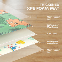 PURE Baby Play Mat, Double Sideded Foldable Kids Crawling Mat, Reversible & Waterproof, Dinosaur