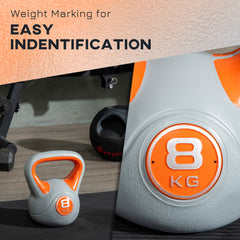 PURE Kettlebell, 8kg Kettle Bells with Handle for Home Gym Weight Lifting and Strength Training, Orange and Grey