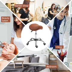 PURE Saddle Stool, Height Adjustable Salon Chair for Massage Spa, Faux Leather, Brown