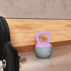 PURE 12KG Soft Kettlebell, Kettlebell with Non-Slip Handle for Home Gym, Weight Lifting, Strength Training, Purple/Grey
