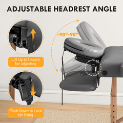 PURE Adjustable Folding Massage Table - Grey