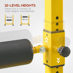 PURE Bulgarian Split Squat Stand, 12-Level Adjustable Single Leg Squat Machine with Foam Roller and Anti-Slip Pads for Lower Body Strength Training, Yellow