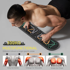 PURE Foldable Push Push Up Board with Non-Slip Pads, for Chest, Arms, Shoulders, Black