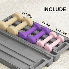 PURE 6Kg Dumbbell Set, Fitness Weight Set for Men and Women, Home Gym Workout, Pink, Purple, Brown