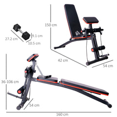 PURE Adjustable Reclined Dumbbell Bench Weight Lifting Set Folding Sit Up Ab Bench Home Training Gym Multiuse Workout Exercise Fitness with 2 x 4kg Dumbbells