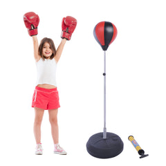 PURE Punching Bag with Stand, 126-144 cm Height Adjustable Boxing Set Free Standing Speed Bag with Gloves and Air Pump for Teenagers Home Gym Workout