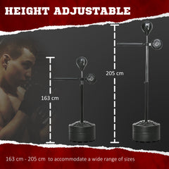 PURE Adjustable Speed Bag, Boxing Bag, with Stand, Reflex Bar, Punching Pad, Black