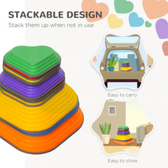 PURE 11-Piece Heart-Shaped Kids Balance Stepping Stones and Motor Skills, Multicoloured