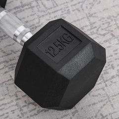 PURE 12.5KG Single Rubber Hex Dumbbell Portable Hand Weights Dumbbell Home Gym